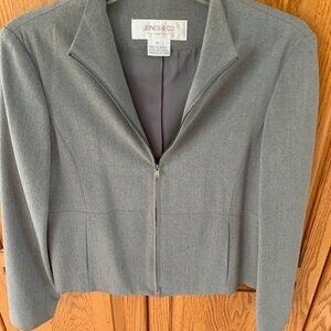 Women's Jones & Co Jacket Blazer Gray Size 4 Zipper Pockets